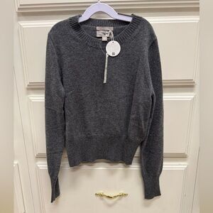 NWT J.Crew 100% Cashmere Cropped Crewneck Sweater Gray XXS